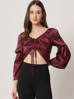 Trend Arrest - Wine Satin Smoking Top