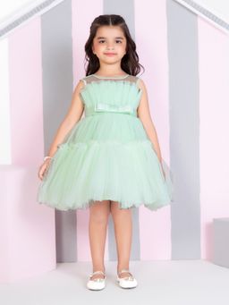 Mini Stitch - Green Solid Dress