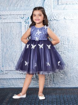 Mini Stitch - Navy Blue Embellished Dress