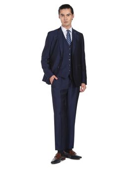 Arrow - Men Navy Tailored Regular Fit Patterned Three Piece Suit