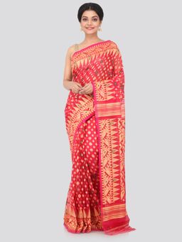 PinkLoom - Women's Soft Cotton Jamdani Saree Without Blouse Piece