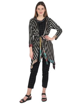 Monte Carlo - Women Wool Black Checks Round Neck Co-Ord (Set of 4)