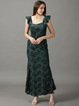 SHOWOFF - Womens Bodycon Green Embellished Maxi Dress