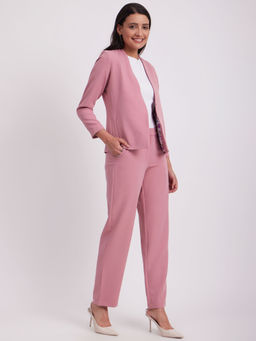 FableStreet - Open Front Blazer and Trousers Co-ord - Pink (Set of 2)