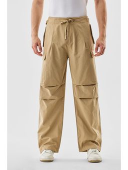 Snitch - Beige Plain Relaxed Casual Cargo Pant for Men