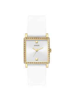 Guess - Women White Square Stainless Steel Dial Analog Watch-U1369L1M