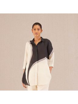 AMPM - Multi-Color Linen Colorblock Collar Neck Shirt