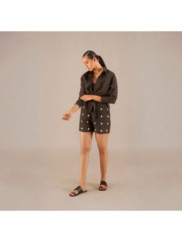 AMPM - Brown Linen Collar Neck Shirt with Inner and Shorts