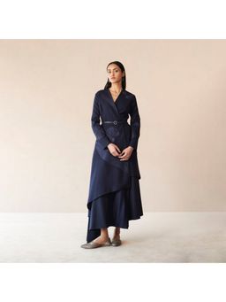 AMPM - Marwa Navy Blue Jacket with Skirt and Belt