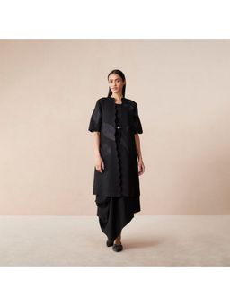AMPM - Black Wool Embroidered Coat