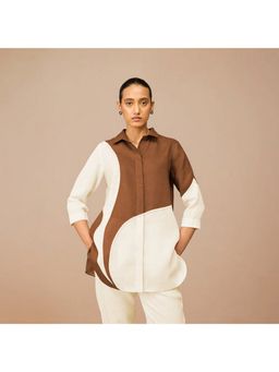 AMPM - Multi-Color Linen Collar Neck Colorblock Shirt