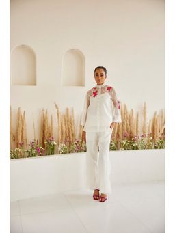 Twenty Nine - Organza Bandhani Applique Hi Neck Shirt