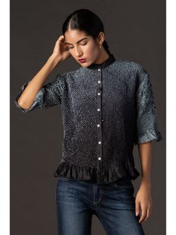 Twenty Nine - Black Ombre Crushed Bandhani Shirt with Collars