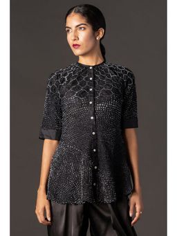 Twenty Nine - Black Crushed Bandhani Kediya Shirt