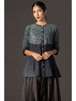 Twenty Nine - Grey Black Ombre Crushed Bandhani Kediya Shirt