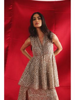 Twenty Nine - Brown Slit At Back Peplum Top