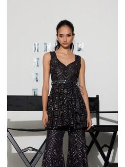 Twenty Nine - Lace Scallop Midnight Blue Peplum Top