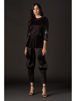 Twenty Nine - Black Bandhani Mirrorwork Peplum Top