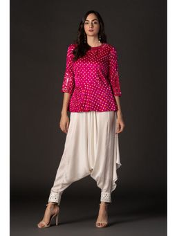 Twenty Nine - Pink Bandhani Mirrorwork Peplum Top
