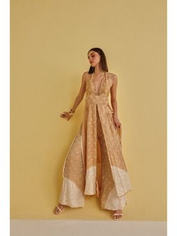 Twenty Nine - Brown Shibori Bandhani Halter Neck Dress