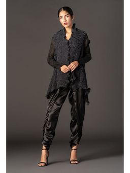 Twenty Nine - Black Crushed Bandhani Asymmetrical Shirt