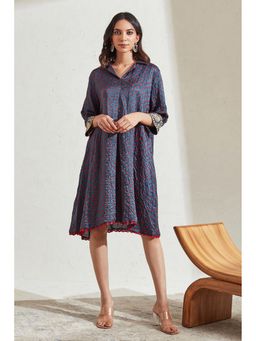 Twenty Nine - Blue Gajji Silk Bandhani Shirt Dress