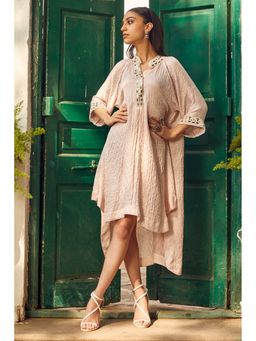 Twenty Nine - Peach Bandhani Raglan Sleeves Shift Dress
