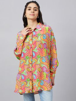 First Resort by Ramola Bachchan - Bubblegum Multi-Color Pucci Print Boyfriend Shirt