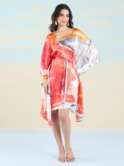 Navyasa By Liva - Multi-Color Liva Satin Abstract Print Kaftan