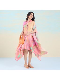 Navyasa By Liva - Pink Liva Jacquard Abstract Print Kaftan