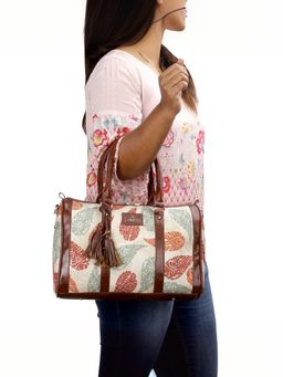The Clownfish - Lorna Cream Leaf Design Women Handbag