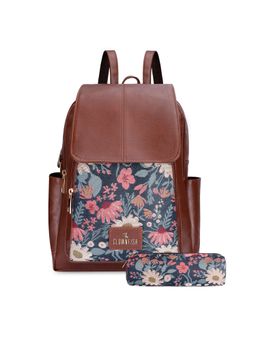 The Clownfish - Minerva Purple Floral Backpack and Pencil Pouch (Set of 2)