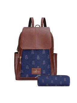 The Clownfish - Denim Blue Printed Backpack and Pencil Pouch (Set of 2)