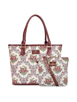 The Clownfish - White Linda Sling Crossbody Bag and Justina Faux Leather Handbag (Set of 2)