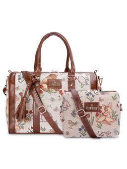 The Clownfish - White Printed Adelina Series Sling and Handbag (Set of 3)