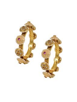 TIZORA - Kundan and White Meenakari Pacheli Bangles