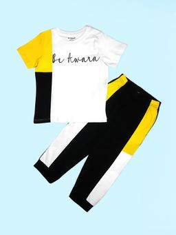 Be Awara - Print Kids T-Shirt Pants - White (Set of 2)