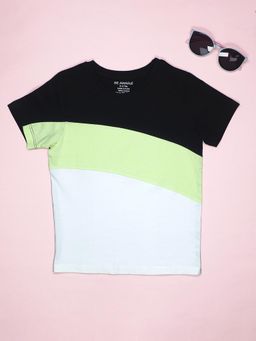 Be Awara - Triple Colorblock Half Sleeves Kids T-Shirt - Black