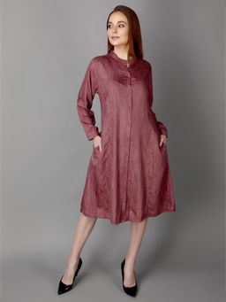 Indy Raaga - Summer Cool Silk Hibiscus Mauve Dress