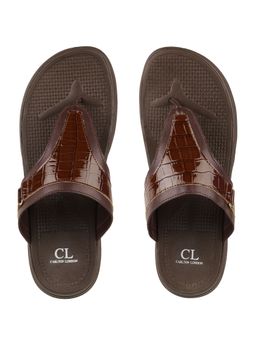 Carlton London - Textured Brown Flip-flops