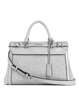 Guess - Womens Silver Polyester Solid Satchel Bag