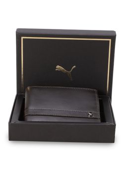 Puma - Brown Unisex Metal World Logo Wallet