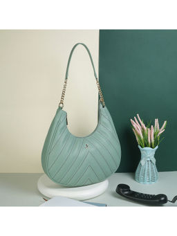 Mochi - Womens Green Faux Leather Quilted Handbag