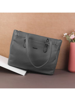 Metro - Womens Grey Faux Leather Multi-Compartment Handbag