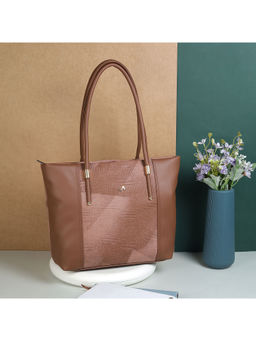 Metro - Womens Brown Faux Leather Spacious Handbag