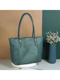 Metro - Womens Green Faux Leather Spacious Handbag