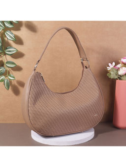 Metro - Womens Beige Faux Leather Textured Handbag