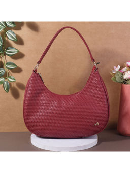 Metro - Womens Maroon Faux Leather Textured Handbag