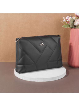 Metro - Women Black Faux Leather Quilted Sling Bag