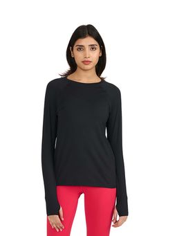 Hunnit - Black Zen Full Sleeves Active Wear Training T-Shirt for Women